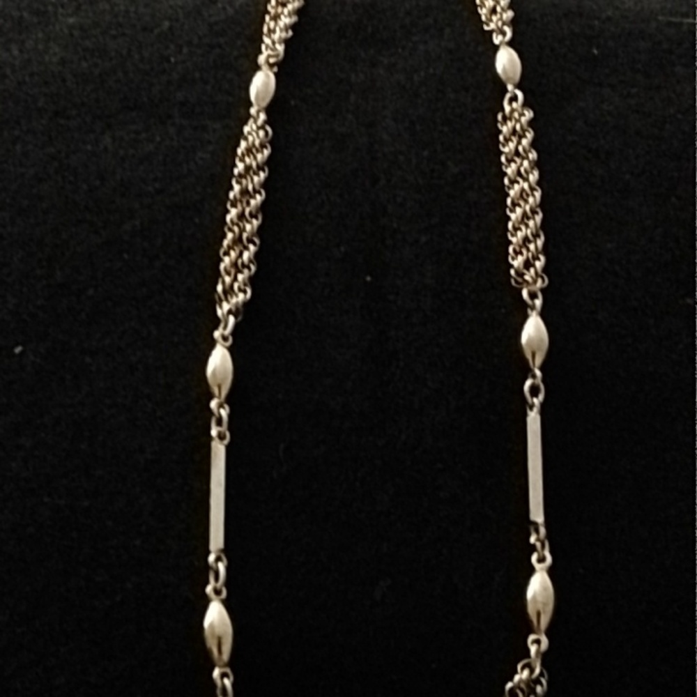 Vintage Signed Monet Gold tone Double Stained Rope Necklace - Picture 4 of 7